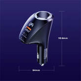 REMAX RCC339 USB + 2 Type-C Ports Car Charger Cigarette Lighter Power Socket with Voltage Digital Display